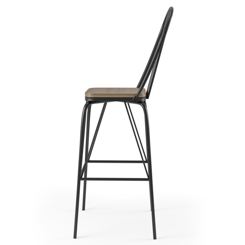 Hardnett Counter Stool with Metal Frame, Black, Bar Stool (30" Seat Height)
