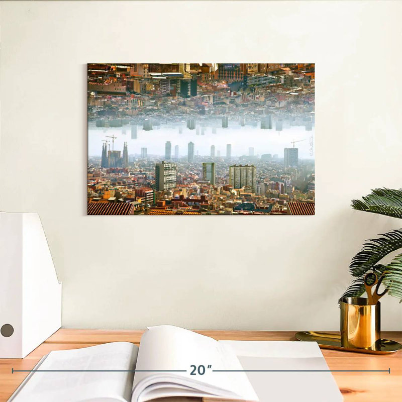 Paysage double de Barcelone, H 8 po x l 12 po