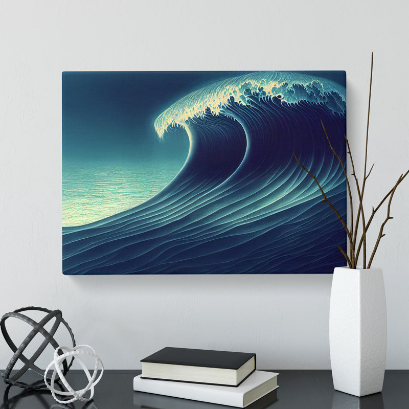 Trendy Ocean Wave - Wrapped Canvas Print, 40cm H x 60cm W x 3cm D