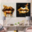 Lèvres dorées de luxe I - Ensemble de 2 art mural en verre acrylique-275094601