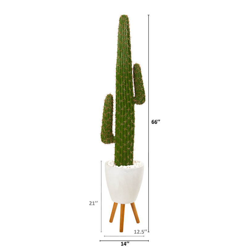 66'' Faux Cactus Plant in Ceramic Planter