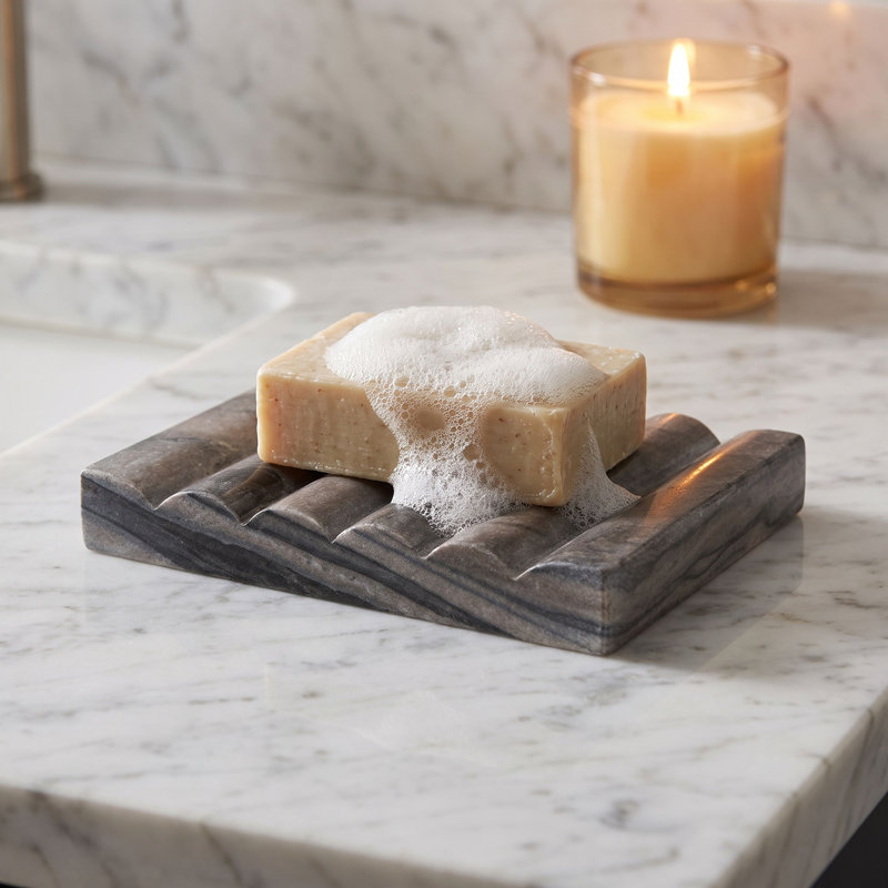 Porte-savon en marbre sculpté Aquera, Gris