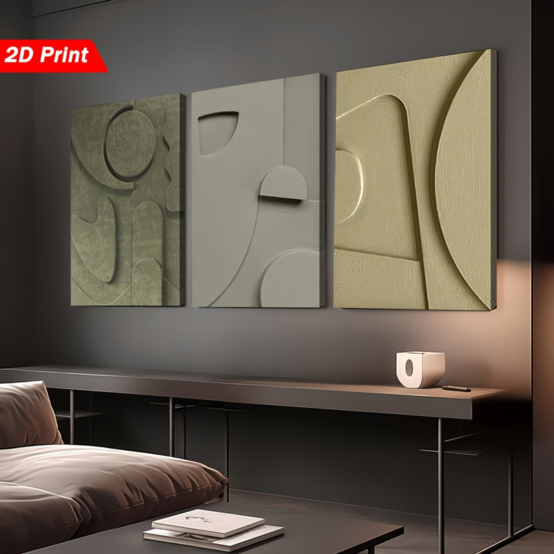 Impression sur toile 3 pièces à motif géométrique Morandi Tone pour salon haut de gamme, 30 * 20 pouces 3 pièces