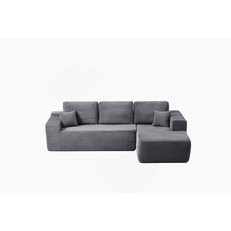 Boneless 104-Inch Cloud Sectional Sofa With L-Shape Chaise, Deep Seating Comfort, Modular Design, And Built-In Side Pockets.