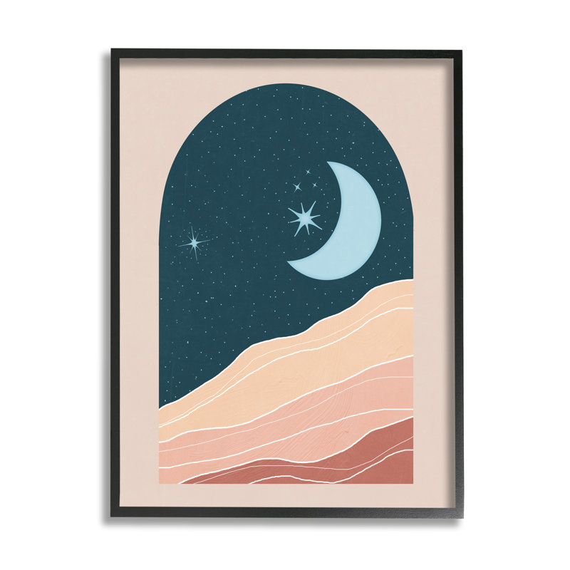 Rocky Night Dunes Constellated, H 16 po x l 16 po x P 1,5 po, Giclée encadrée noir minuit