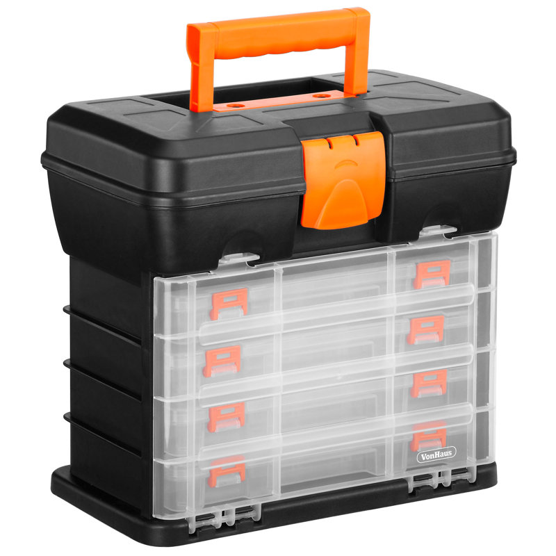 VonHaus Plastic Decorative Bin, Black/Orange