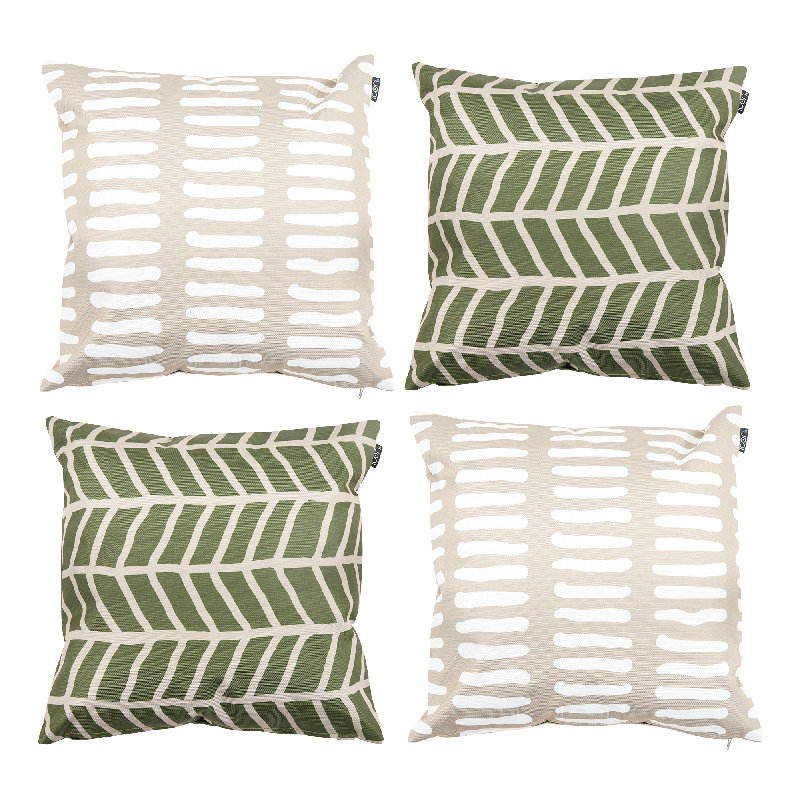 Stripe Indoor-Outdoor Cushions, Green/Ivory