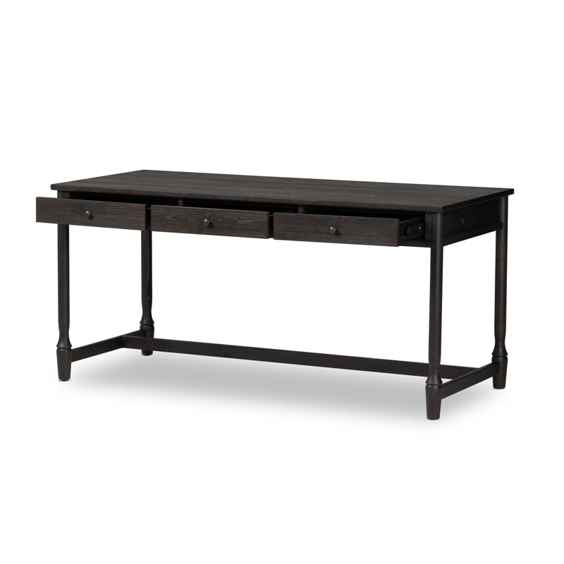 Bari Desk-Weathered Oak, Cracked Smoked Black Veneer