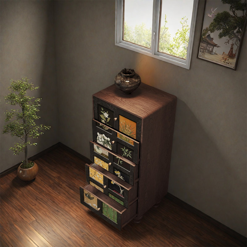 Armoire de rangement grande capacité en pin, Noyer