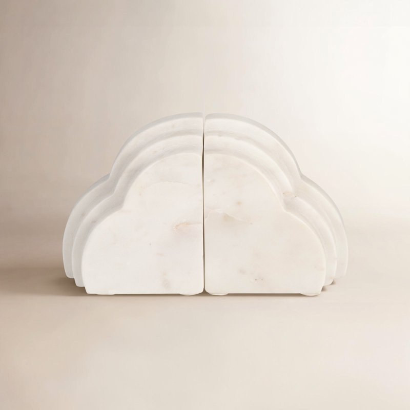 Marble, Set Of 2 6"H Rainbow Bookends, White, Novelty