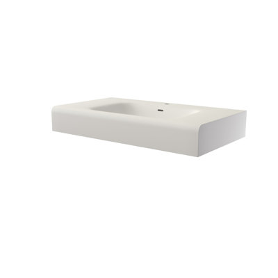 Bathroom Basin Sink Solid Surface Stone Resin - Matte White, 58.23 Lb, 38.75 In Depth, 21.74 Width, 6.96 Height Flawless Integration All Designs, Discoloration Construction, Wall Or Countertop