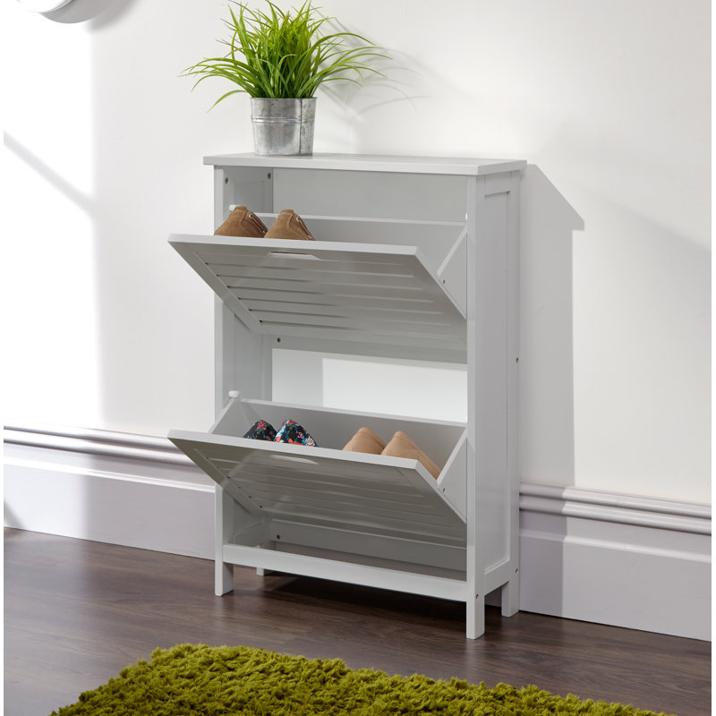 4 Pair Flip Down Shoe Storage, Grey