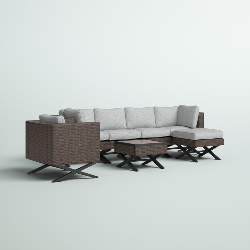Boydston Wicker 6 - Person Patio Conversation Set with Cushions