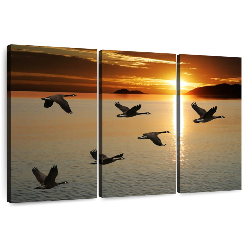 Brampt Sunset Geese Flight, 14" H x 23" W