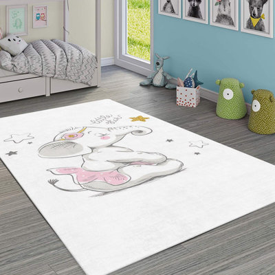 Non-Slip Woven Carpet, 3.3 x 5.9 Feet, 100% Polyester, 0.4 in Pile Height | Durable Raschel Knitting, Felt Dot Underside, Machine Washable | Elegant Digital Print Design for Living Room & Bedroom Décor