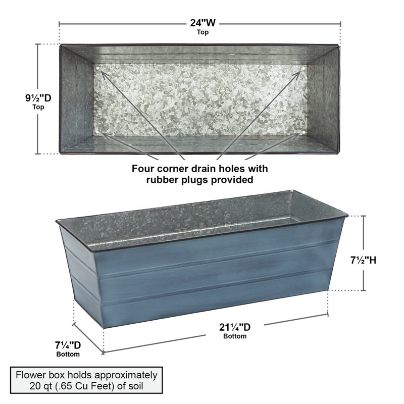 Dreketi Metal Window Box Planter, Nantucket Blue
