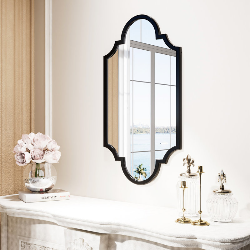 Miroir de meuble-lavabo mural festonné 20 po x 36 po avec coins festonnés pour la salle de bain, 36 po x 20 po
