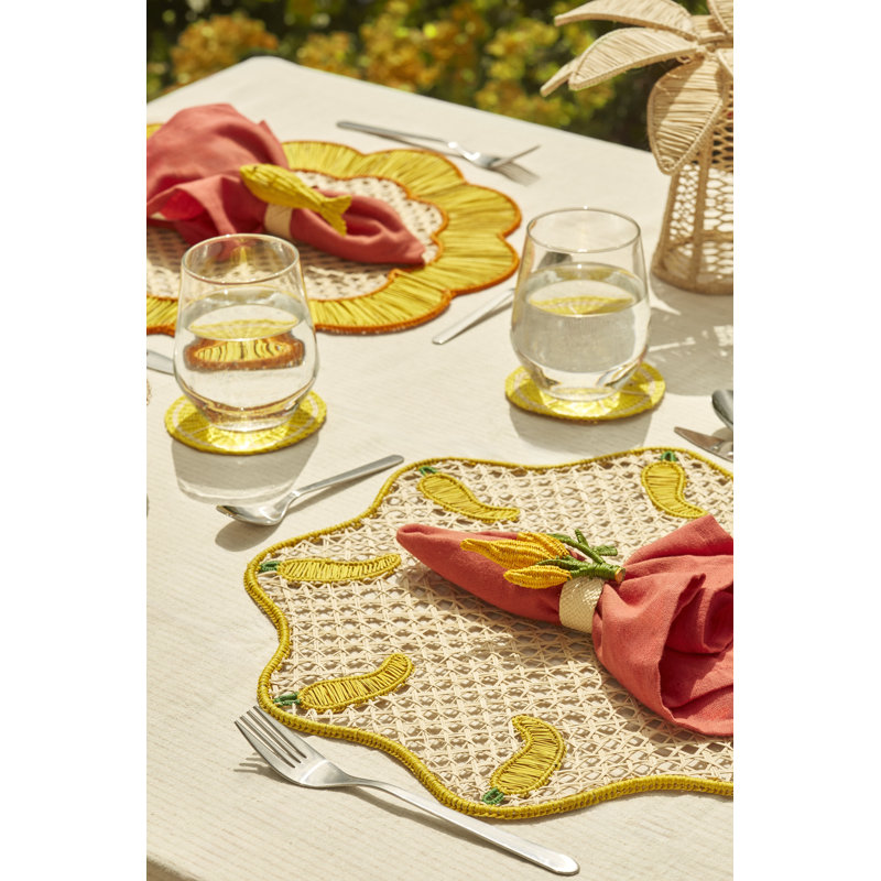 Breezy Placemat - Set of 2, Yellow/Orange