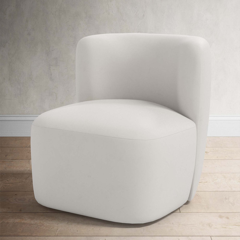 Mariza Upholstered Swivel Accent Chair, Bella Light Gray Performance Velvet