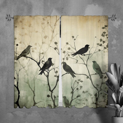 Rideaux oiseaux oiseaux vert