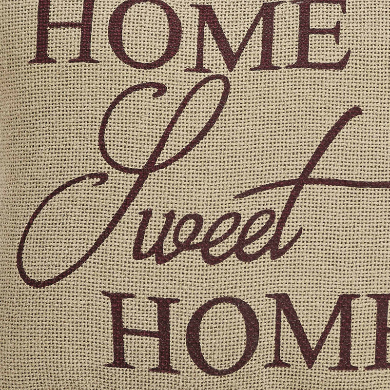 Natural Tan Cotton Burlap Home Sweet Home Square Pillow