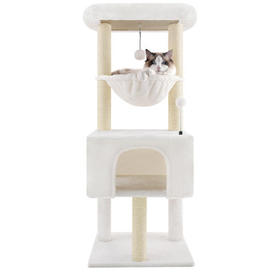 Arbre à chat durable avec fausse fourrure, poteaux à griffer en jute, condo, hamac et plateforme supérieure - idéal pour les chats d'intérieur de toutes tailles