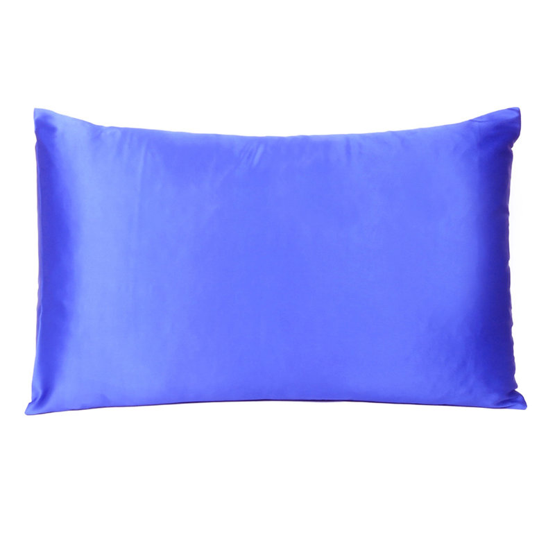 Taie d'oreiller en satin , Standard, Bleu royal