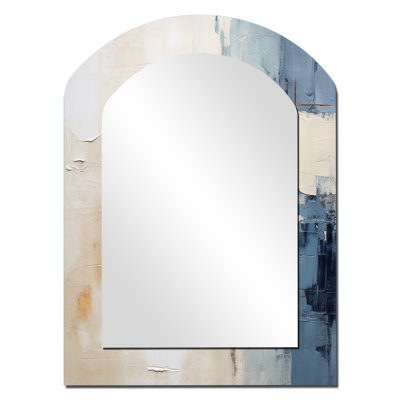 Simplicity Winter Dream - Grand miroir asymétrique paysage d'hiver, miroir mural décoratif arqué traditionnel, impression d'art en métal