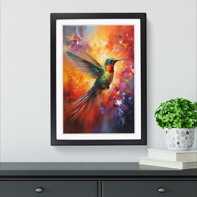 Hummingbird Abstract - Single Picture Frame Print on Wood