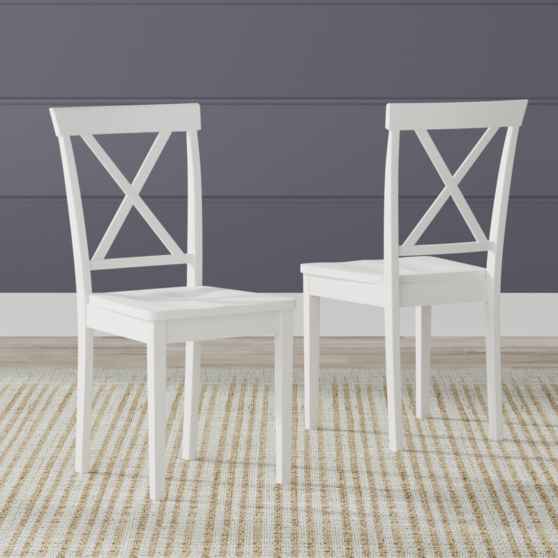 Chaise d'appoint en bois massif Traeger, Blanc