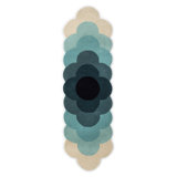 Wool Floral Area Rug in Teal/Cream/Black
