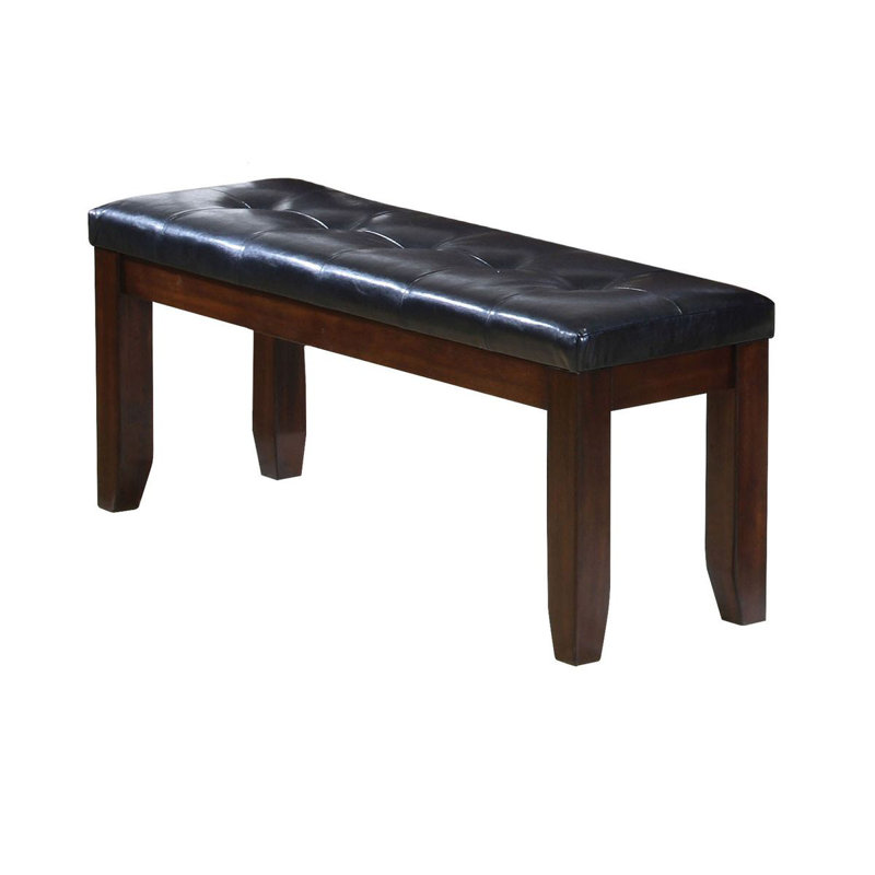 Banc rembourré en similicuir Leddy, banc de bout de lit, banc d'entrée, Noir/cerise