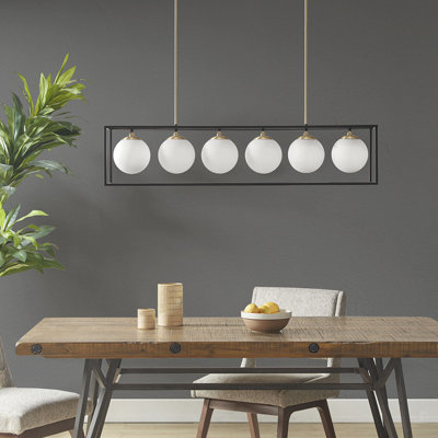 Lustre linéaire en verre givré 6 lumières