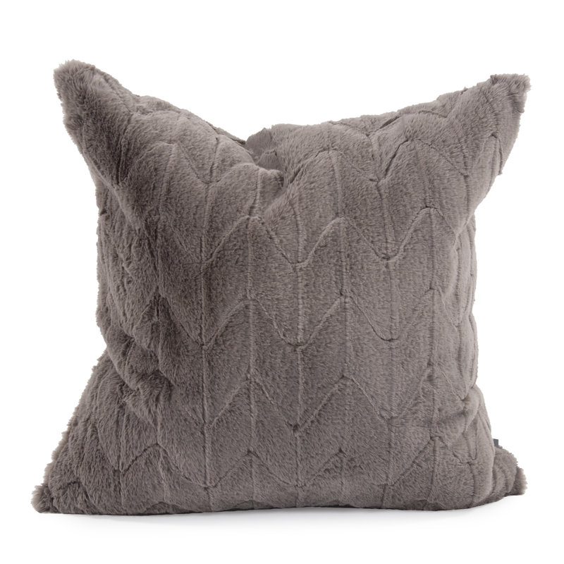 Square Faux Fur Pillow Cover & Insert, Gray, 20" H x 20" W