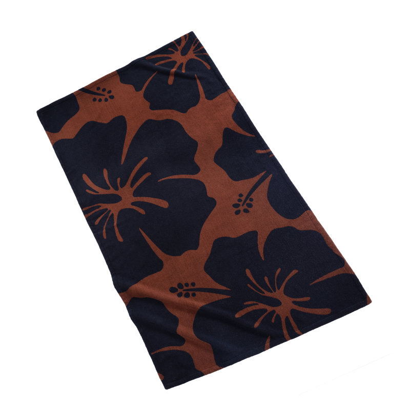 Hanalei Beach Towel, Black/Brown Floral