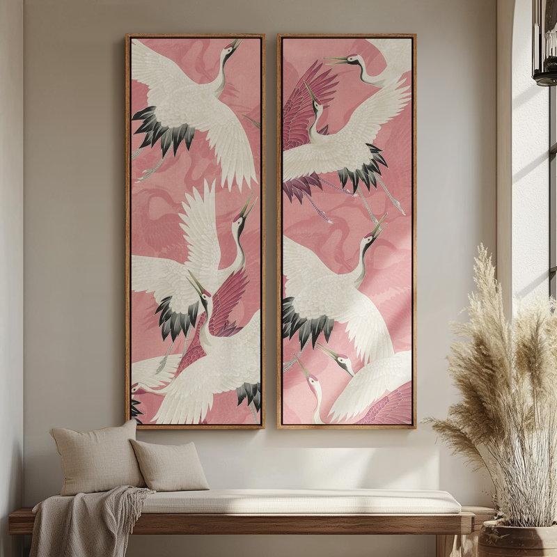 Vintage Floral and Landscape Wall Art - 20x60 inches Framed Canvas Set of 2, Natural