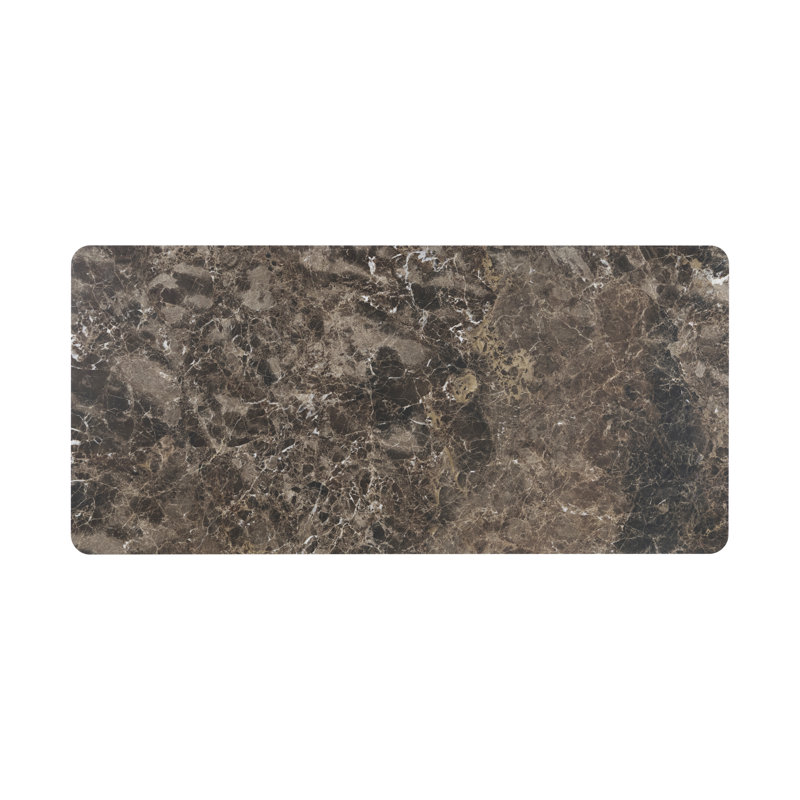 Stratton Street Round Marble Top Coffee Table, 17" H x 64" W x 30" D, Brown Emperador / Fumed