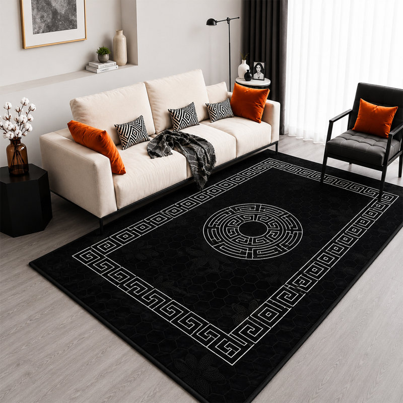Vibe Large Area Rug Greek Design Carpet With PVC Backing Non-Slip Rug For Living Room, Hallway, Bedroom & Indoor/Outdoor Spaces