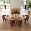 Ensemble de table de salle à manger extensible en placage de bois de 78" à 96" avec 6 fauteuils en chenille-869530239