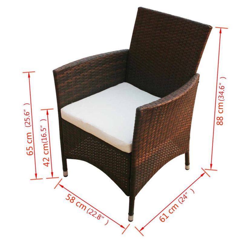 Randeen Patio Chair with Cushions, Brown Frame/White Cushion
