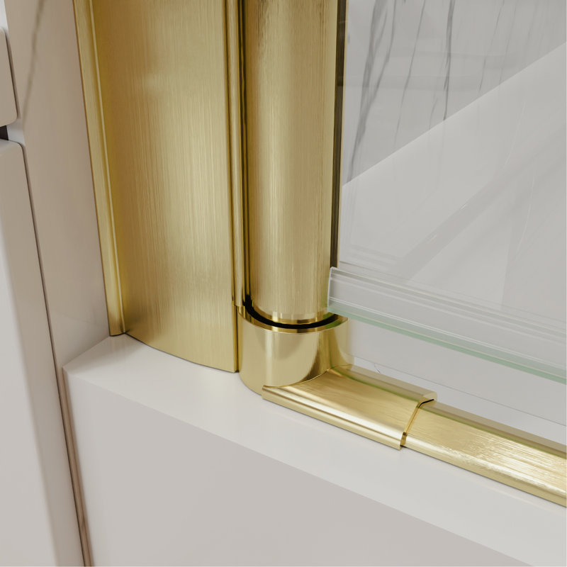 34-36 In.W X 72 In.H Pivot Frameless Shower Door,1/4 In. Clear Glass Pivot Swing Shower Doors In Brushed Gold,Pivot Shower Door Reversible Installation