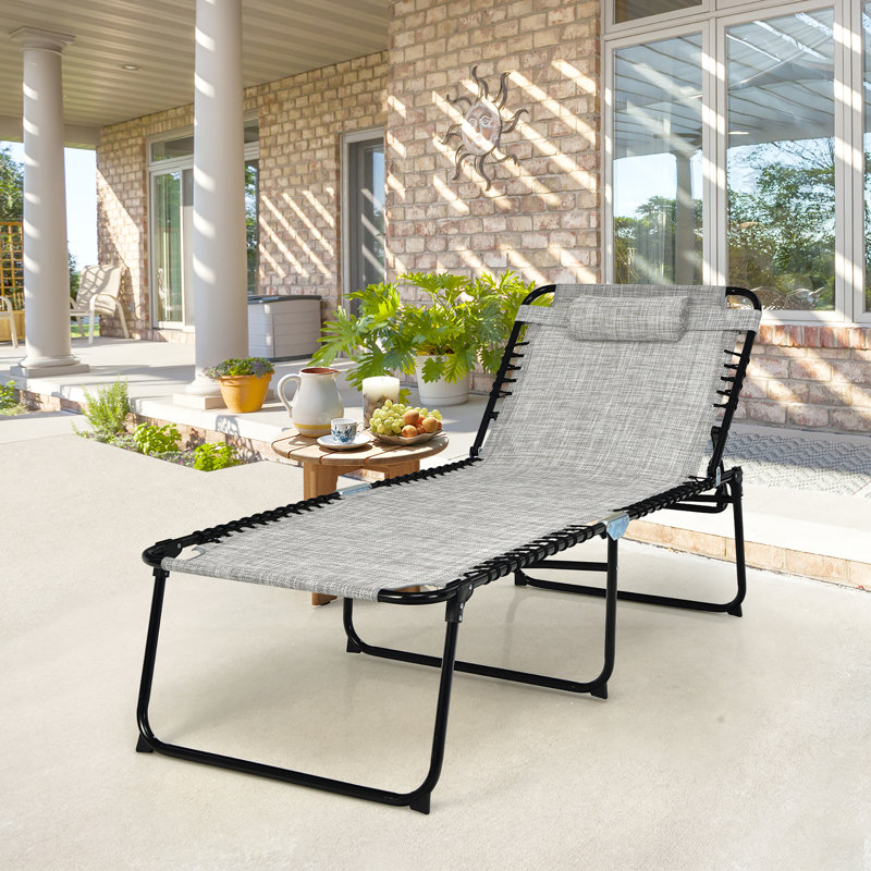 Juwariya Outdoor Metal Chaise Lounge, Gray/Black