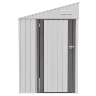 4X7 Foot Lean-To Storage Shed, Heavy-Duty Steel Outdoor Storage For Garden Tools & Bicycles, Maximize Your Backyard & Patio Space With All-Weather Protection