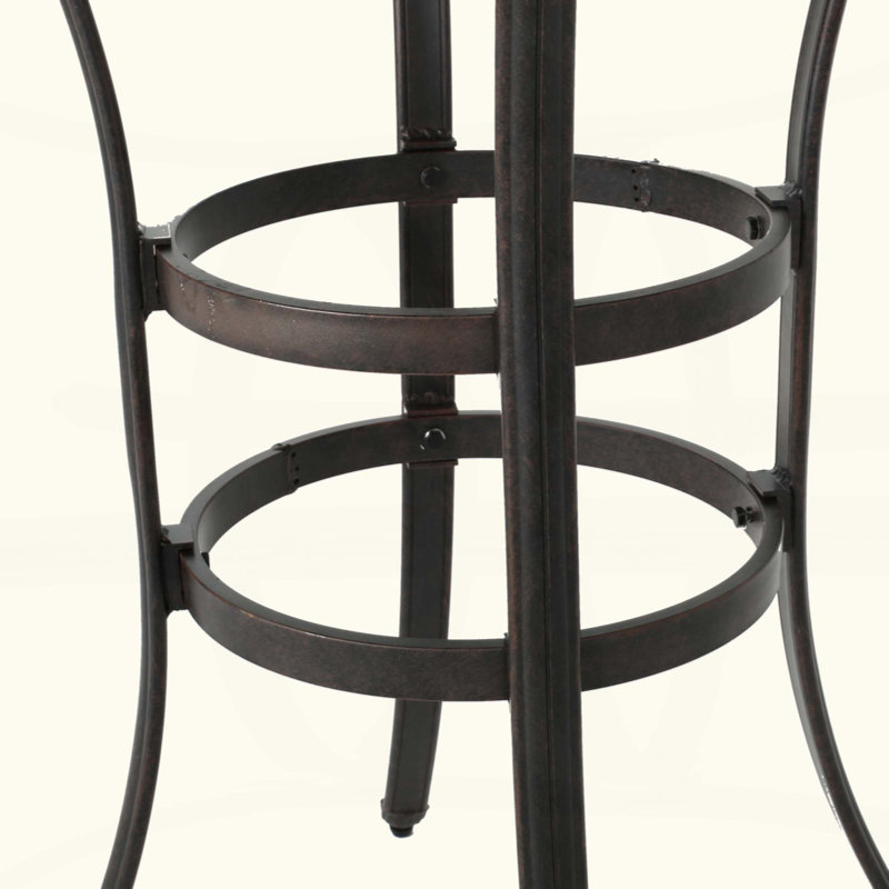 Table de bar en fonte d'aluminium avec motif en treillis et porte-parapluie pour un repas en plein air élégant