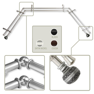 Steel Adjustable Bay Window Double Curtain Rod