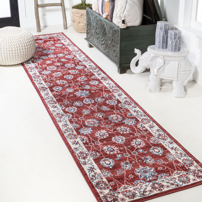 Fenske Modern Persian Vintage Moroccan Traditional Red/Ivory Rug