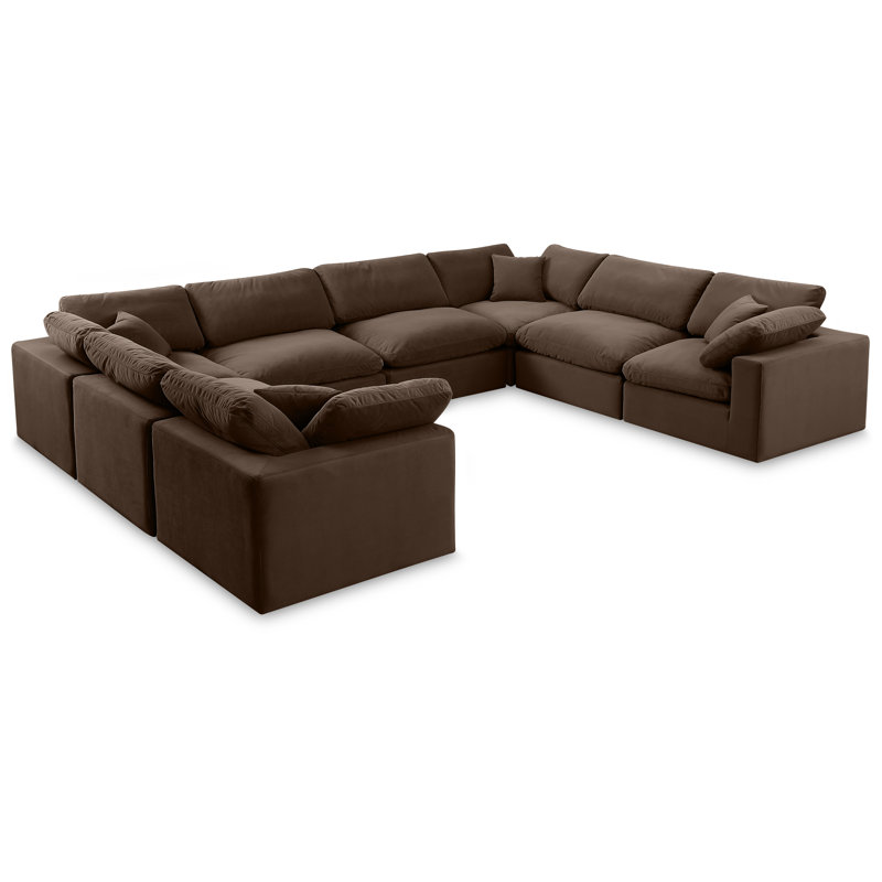 Canapé modulaire réversible en velours de 160 po de large Hutchenson, Velours brun