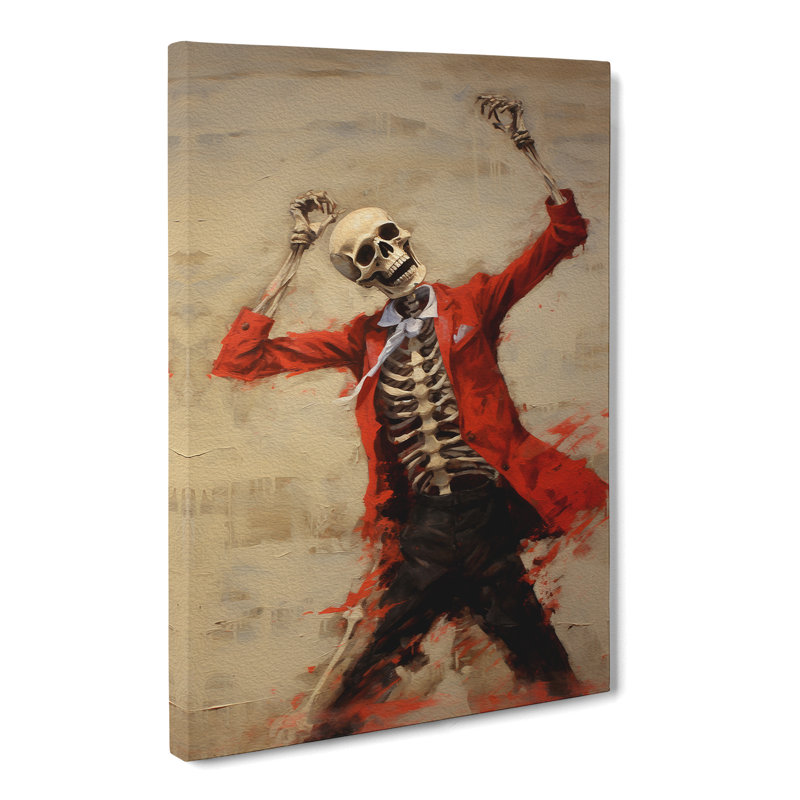 Skeleton Action Painting Art - Wrapped Canvas, 50cm H x 35cm W x 3cm D