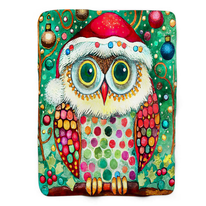 Jolly Hoots - 1 Piece Premium Sherpa Blanket, L 50 po x L 60 po