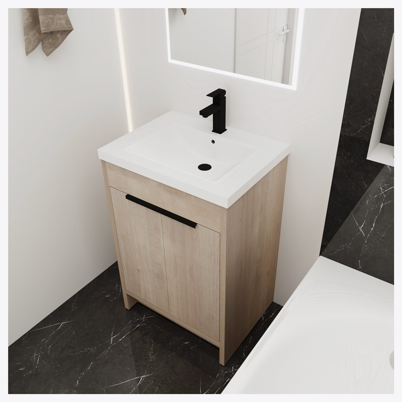 Meuble-lavabo autoportant avec lavabo en résine